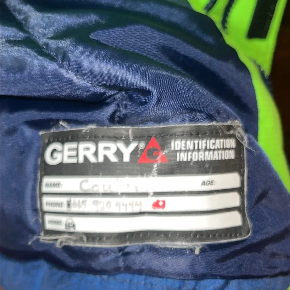Gerry Insulated Blue and Green Jacket Removable Hood Size Large